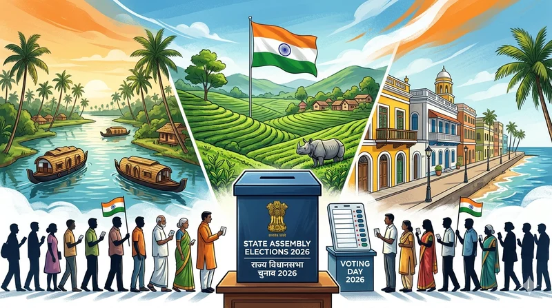 কারেন্ট অ্যাফেয়ার্স এপ্রিল পর্ব ২১ঃ ভারতের কেরালা, আসাম ও পদুচেরিতে বিধানসভা নির্বাচন সম্পন্ন, ফলাফল ৪ মে
